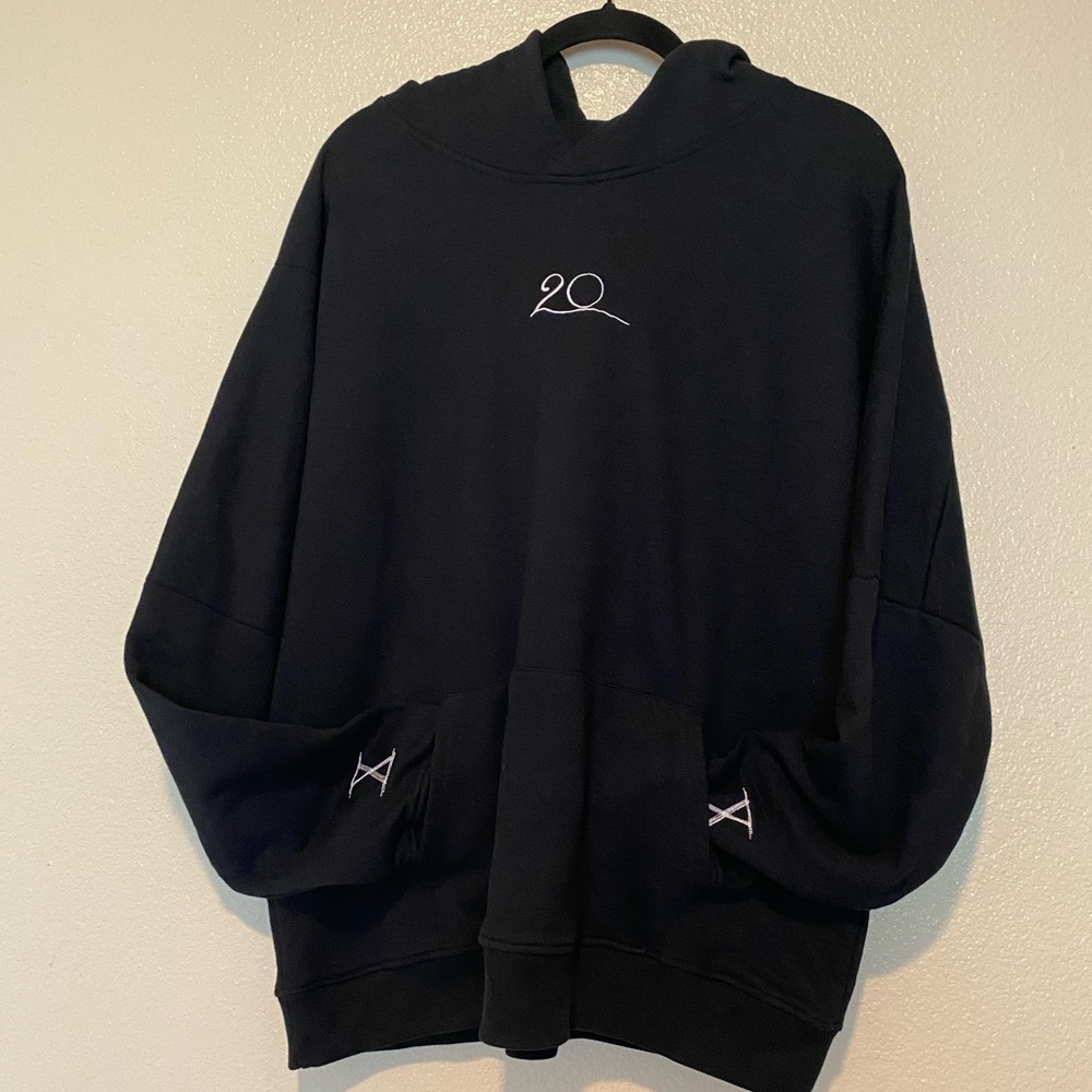 Twenty Men’s Black Hoodie with White Detail Size XL